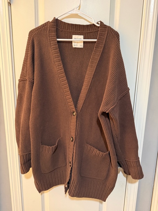 Abercrombie & Fitch Sweaters - Abercrombie & Fitch Chocolate Brown Relaxed V-Neck Button Cardigan